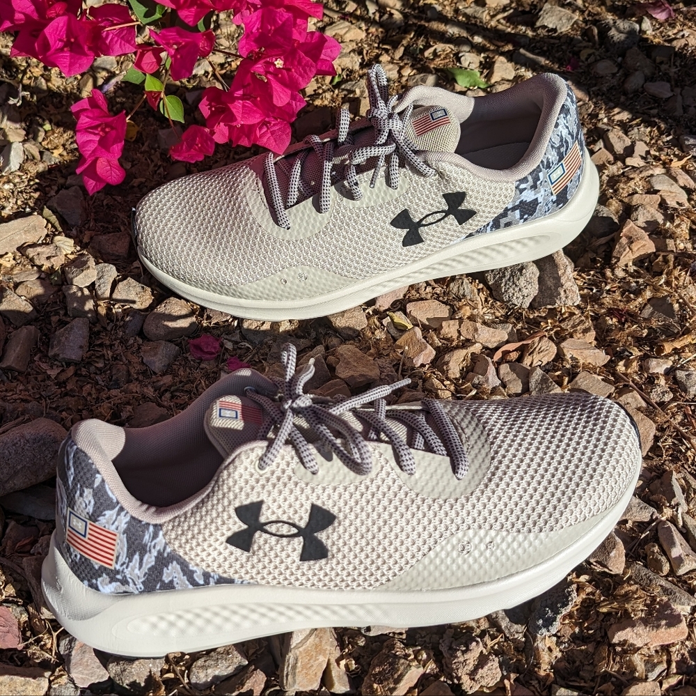 Men's UA Charged Pursuit 3 USA Running Shoes Size 12 Khaki Base - 200 - Picture 3 of 16
